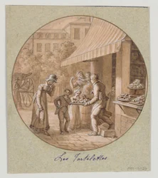 Design for a Painted Porcelain Plate, Les Tartelettes (Little Tarts) for the Dessert Service