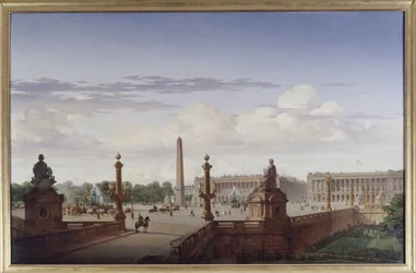 Place de la Concorde, Seen from the Terrace by the Water; King Louis-Philippe Crossing the Square by Carriage, in 1846