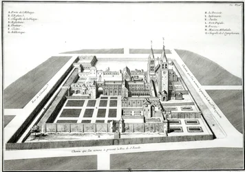 View of the Abbey of Saint-Germain-des-Pres before 1640, engraved by Antoine Herisset