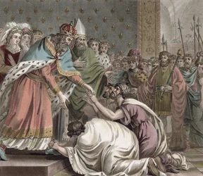 Charlemagne (742-814) Receives the Ambassadors from the Emperor of the East, engraved by Jean Baptiste Morret, 1789