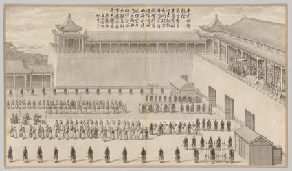 The Presentation of Uigur Captives: from Battle Scenes of the Quelling of Rebellions in the Western Regions, with Imperial Poems