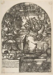 The artist Jean Duvet in the guise of St. John the Evangelist, sitting at a desk, ca. 1546-55