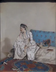 Pensive Lady on a Sofa