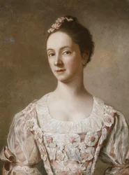Portrait of a Lady, Half Length, in a Pink and White Dress