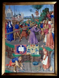 Portage de croix. Miniature taken from The Book of Hours of Etienne Chevalier by Jean Fouquet