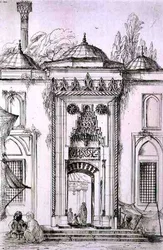 Entrance to the Mosque of Bayazid II, in Constantinople