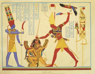 Reproduction of frescoes in Abu Simbel temple by J. F. Champollion
