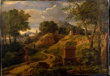 Classical landscape with a woman carrying a child, c.1650-75