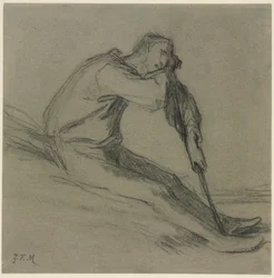 Seated Peasant Resting on a Hoe