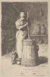 Woman Churning Butter