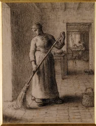 Woman Sweeping her Home