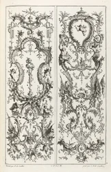 Two Panels with Grotesque Designs