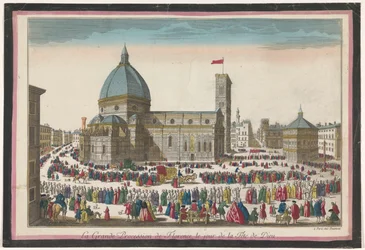 View of the Florence Cathedral with a Procession on Corpus Christi