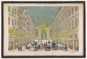View of the Decoration of the Rue de la Feronnerie in Paris on the Occasion of the Recovery of Louis XV, King of France, in 1745