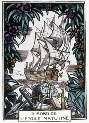 Ship at Sea: Illustration by Jean-Gabriel Daragnes for the book 