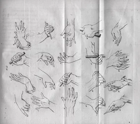 Physiognomy - Physiognomonics - Several hands whose expression is different - “The art of knowing men through physiognomy” by Johann Kaspar Lavater or Gaspard Lavater (1741-1801), Swiss theologian - 1806