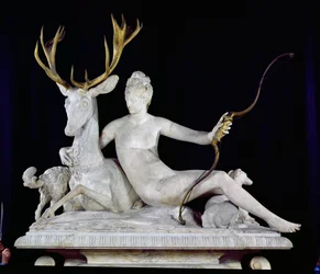 Diana Mounted on a Stag (marble and bronze)
