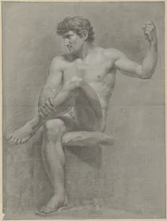 Seated Male Nude, Left Leg on Right Knee