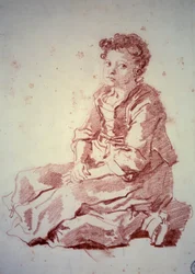 Little Girl Sitting on Her Heels