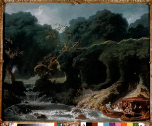 The party in Rambouillet called the island of love. Painting by Jean-Honoré Fragonard (1732-1806)