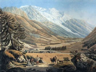 View of the Chamonix Valley, from the Argentiere Village by Jean Daniel Huber during trip c. 1785