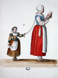 Two Young Girls, Theatrical Costume Design for the Celebrations and Parties of Louis XIV