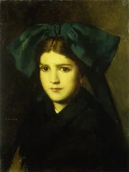 A Portrait of a Young Girl with a Bow in Her Hair