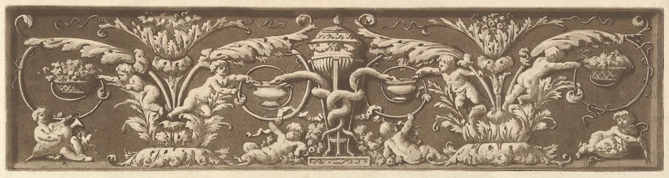 Ornamental Frieze with Putti and Intertwined Snakes, from Recueil de Différentes Compositi...