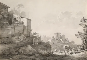 A Sunlit Landscape with Hilltop Houses