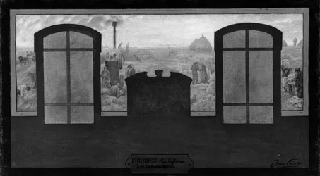 Sketch for Fresnes town hall: On the plateau - The Wheat Threshers, in 1905
