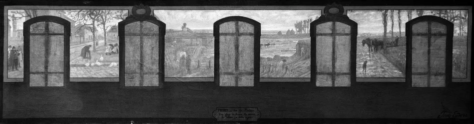 Sketch for the Fresnes town hall: On the plateau, A square in Fresnes. The quarries. Ploughing at the end of the day
