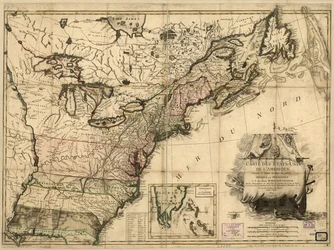 Map of the United States of America according to the Treaty of Peace of 1783