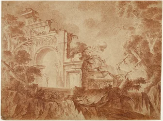 Figure Standing in Classical Ruins