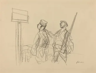Two Soldiers Looking at a Placard