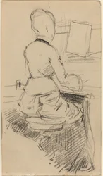 Young Woman Seated at a Piano (recto)