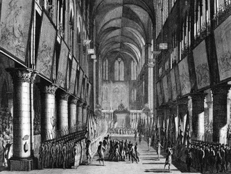 French Revolution: Blessing of the National Guard flags by Monsignor Juigné in the Church of Notre-Dame on September 27