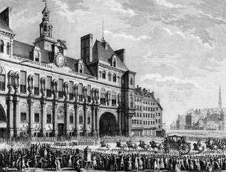 French Revolution: King Louis XVI arriving at the town hall of Paris on July 17