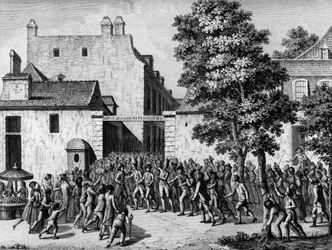 French Revolution: The French Guards rescuing Monsieur du Chatelet, their colonel, from the popular excitement on July 12