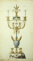 Design for a Gilt Bronze and Enamel Candelabrum