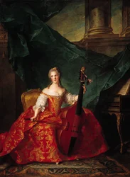 Madame Henriette de France in Court Costume Playing a Bass Viol