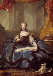Portrait of Marie Adelaide of France known as Madame Adelaide (1732-1799), daughter of Louis XV and Marie Leszczynska represented in 1758, in court dress, holding a book of music