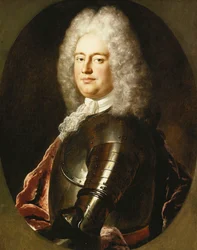 Portrait of a Gentleman, Half Length, in Armour, a White Jabot and Crimson Wrap, in a Painted Oval