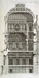 Cutaway Showing the Main Hall of the Louvre, from 
