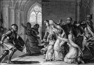 Louis 1st the Pious chases his sisters and nephews out of the palace, 814. They