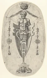 Male Terminal Figure, Torso with Beard and Turban on a Half-Length Pedestal Enclosed
