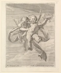 Group of Two Cherubs, One Looking Forward and the Other to the Left