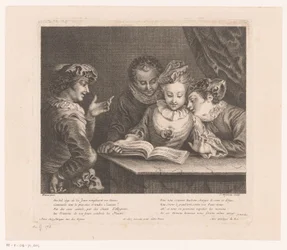 Young Woman Singing and Three Young Men at a Table Oeuvre of Antoine Watteau (series title)