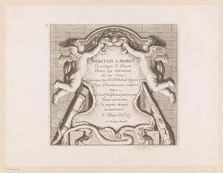 Title Print with Two Putti and the Attributes of Hercules from Works of Hercules (series title)