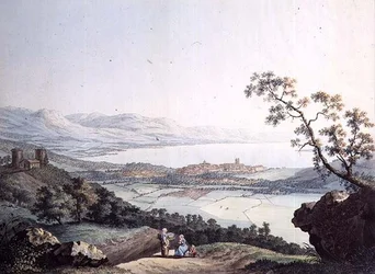 View of Geneva from Saconex in Savoy, engraved by Jean Philippe Linck II and Jacob Philippe Hackert