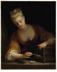 Young Girl Feeding Birds